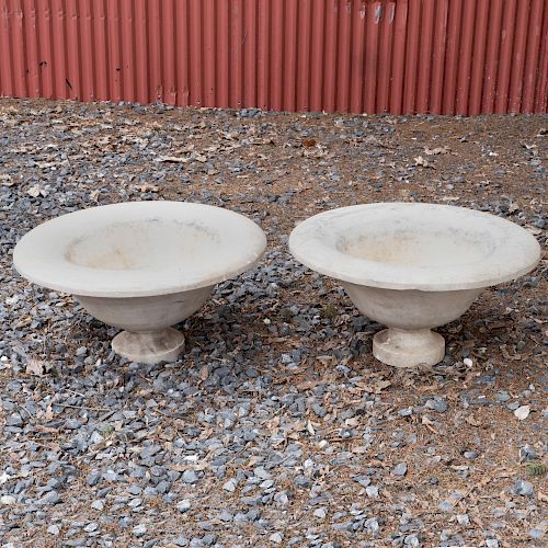 Pair of Carved Stone Garden Urns