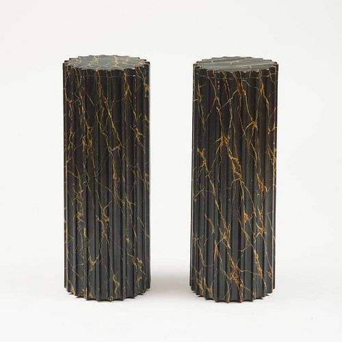 PAIR OF FLUTED FAUX MARBLE PEDESTALS