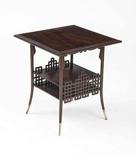 AMERICAN AESTHETIC MOVEMENT MAHOGANY AND BRASS SIDE TABLE, POSSIBLY HERTER BROTHERS