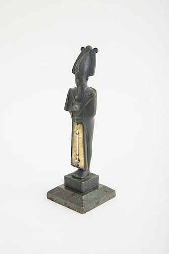 EGYPTIAN REVIVAL BRONZE THERMOMETER, IN THE FORM OF OSIRIS