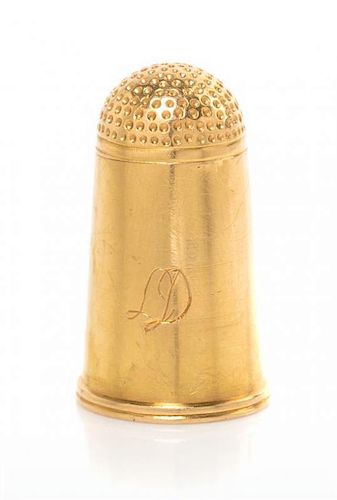 A Rare and Important American Gold Thimble, Height 1 1/8 inches.
