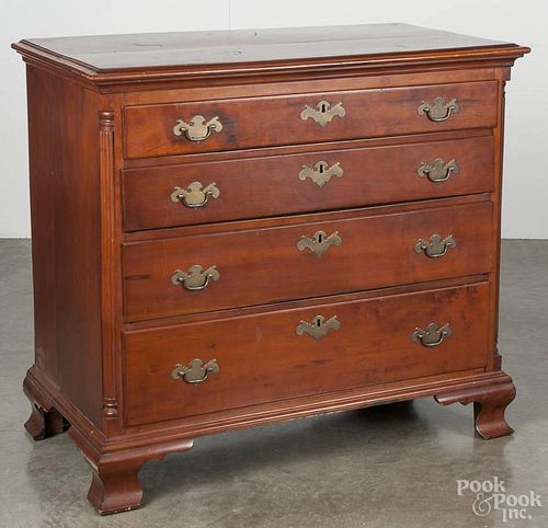 Pennsylvania Chippendale cherry chest of drawers, late 18th c., with reeded quarter columns, 34 1/