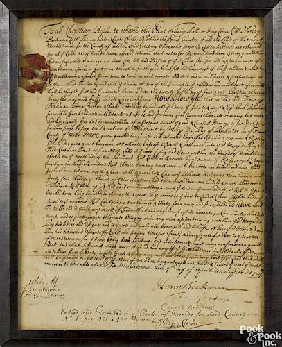 Marbletown, New York land patent, dated 1703, granted and signed by Henry Beekman