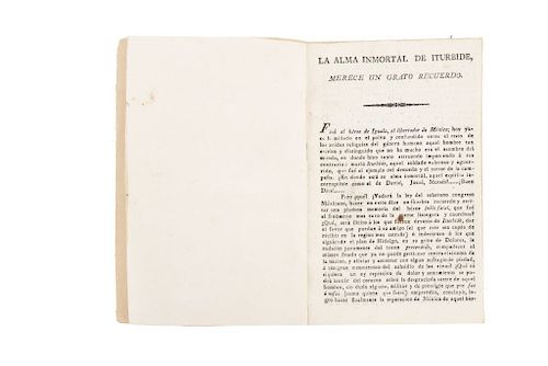 Saavedra, Francisco / Un Mexicano Sensible / Soulier, N... Impresos Relativos a la Muerte de Agustín de Iturbide. 6 impresos en un vol.