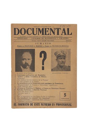 Alfaro Siqueiros, David. Documental. Semanario - Catálogo de Manifiestos y Volantes. No. 1.  México, 1939.