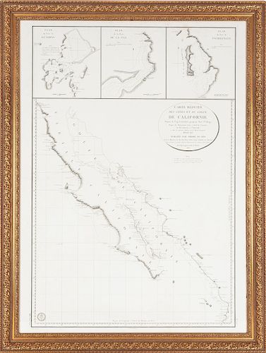 Malaspina, Alejandro. Carte Réduite des Côtes et du Golfe de Californie... Paris: Dépôt-général de la Marine, 1826. Enmarcado.