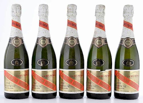 Five Bottles 1988 G.H. Mumm Cordon Rouge Champagne Brut