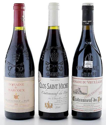Three Vintage Bottles Châteauneuf-du-Pape