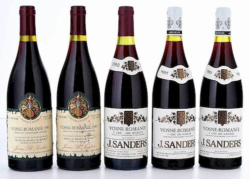 Five Vintage Bottles Vosne-Romanée