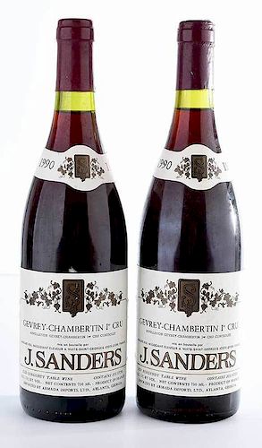 Two Bottles 1990 J. Sanders Gevray-Chambertin Premier Cru