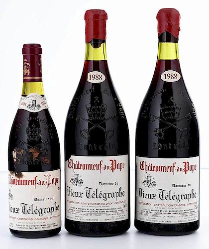 Three Vintage Bottles and Magnums Vieux Télégraphe Châteauneuf-du-Pape