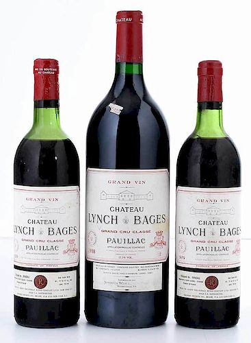 Three Vintage Bottles Château Lynch-Bages Pauillac, Magnum