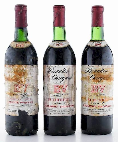 Three Vintage Bottles Napa Valley Beaulieu Cabernet Sauvignon