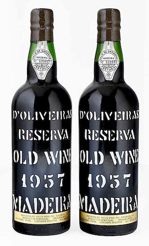 Two Bottles Fine 1957 D'Oliveira Old Wine Reserva Madeira