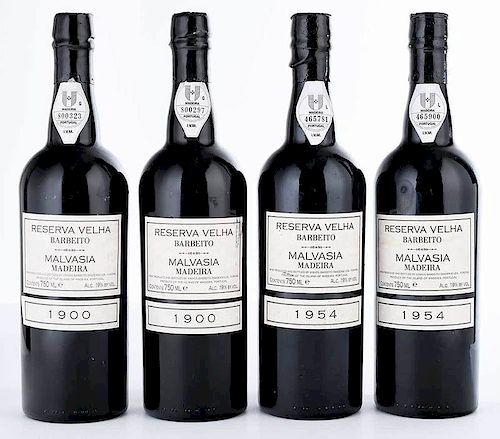 Four Vintage Bottles Fine Barbeito Malvasia Reserva Velha Madeira 