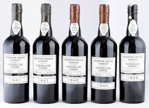 Five Vintage Bottles Fine Barbeito Verdelho Reserva Velha Madeira 