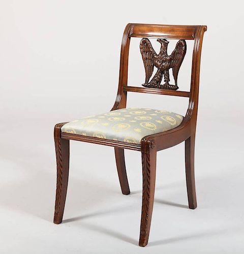 COLONIAL REVIVAL CARVED MAHOGANY SIDE CHAIR