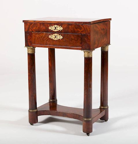 CLASSICAL GILT-BRONZE-MOUNTED MAHOGANY WORK TABLE, NEW YORK, IN THE MANNER OF DUNCAN PHYFE
