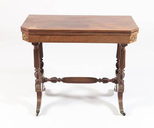 CLASSICAL GILT-BRONZE-MOUNTED CARVED MAHOGANY CARD TABLE, BOSTON, ATTRIBUTED TO THOMAS SEYMOUR (1771 - 1848)