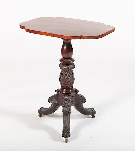CLASSICAL CARVED MAHOGANY TILT-TOP TABLE, NEW YORK