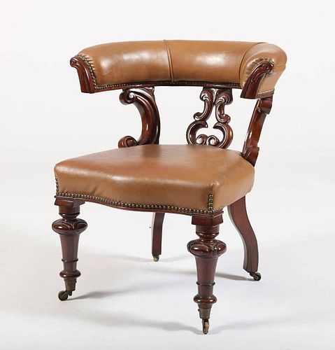 VICTORIAN CARVED MAHOGANY DESK CHAIR