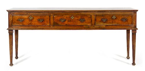 * A Provincial George III Oak Sideboard Height 33 x width 75 3/4 x depth 19 1/2 inches