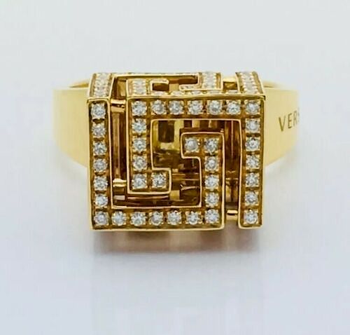 Versace 18k Gold 1ct VVS-E Diamonds Ring Size 7.25