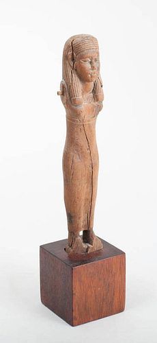 EGYPTIAN CARVED WOOD FIGURE OF A GIRL