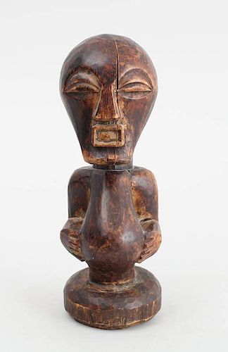 CONGOLESE CARVED WOOD FIGURE OF A PREGNANT WOMAN