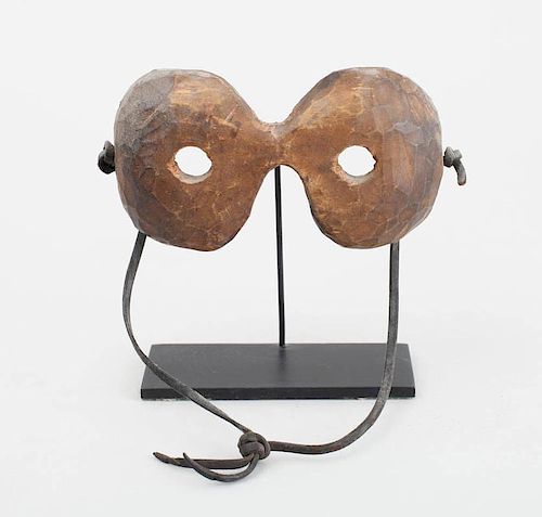 AFRICAN CARVED WOOD GOGGLE MASK
