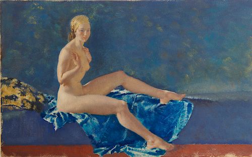 SIR WILLIAM RUSSELL FLINT, (Scottish, 1880-1969), Eustacia, tempera on watercolor paper, sheet: 17 x 27 in., frame: 27 x 37 in.