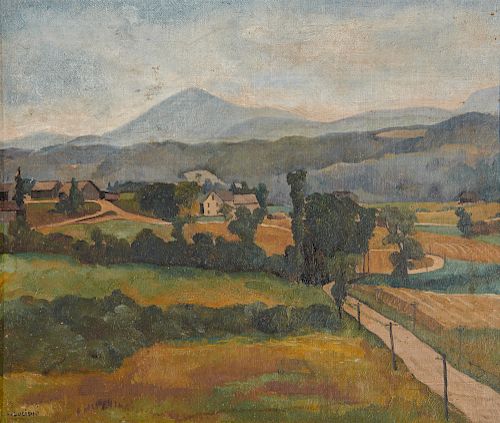 LUIGI LUCIONI, (American, 1900-1988), Vermont Landscape, oil on canvas laid on board, 10 x 11 3/4 in., frame: 13 x 15 in.