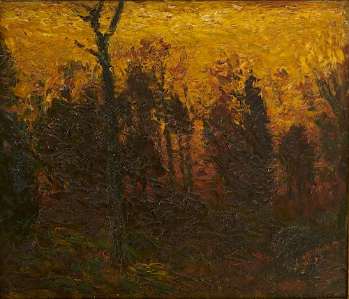 JOHN JOSEPH ENNEKING, (American, 1841-1916), Twilight Solitude, oil on board, 12 1/2 x 14 in., frame: 17 1/2 x 19 1/2 in.