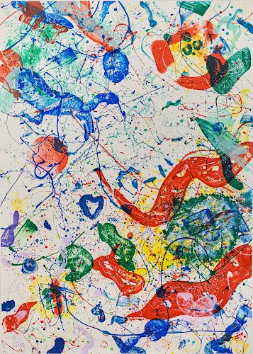SAM LEWIS FRANCIS, (American, 1923-1994), Untitled (SF 291), 1986, screenprint in colors, sight: 84 x 60 in., frame: 65 1/2 x 89 1/2 in.
