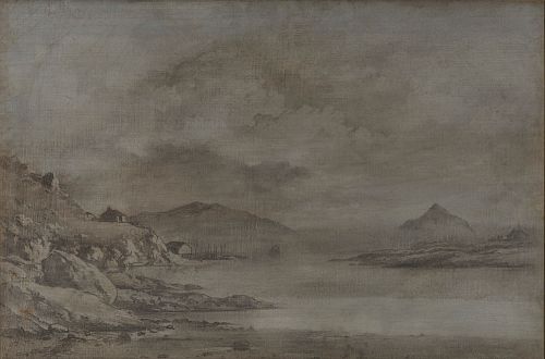 WILLIAM BRADFORD, (American, 1823-1892), View in Henley Harbor, Coast of Labrador, oil en grisaille on canvas, 20 x 30 in., frame: 25 x 35 in.