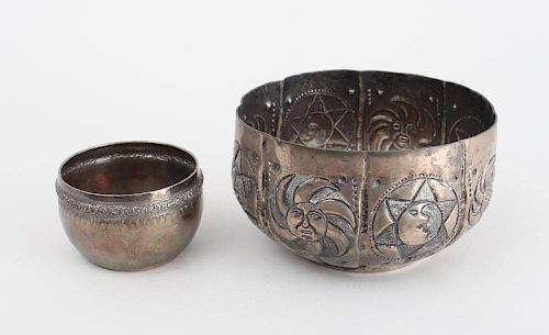 TWO SILVER BOWLS AND A SILVER-PLATED BOWL
