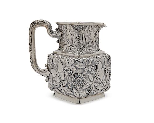 Fine DOMINICK & HAFF Aesthetic Movement Silver Water Pitcher, retailed by Theodore B. Starr, New York