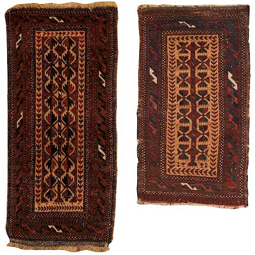 Two Belouch Mats, Afghanistan, ca. 1900; 2 ft. 8 in. x 1 ft. 6 in. and 3 ft. 1 in. x 1 ft. 5 in.