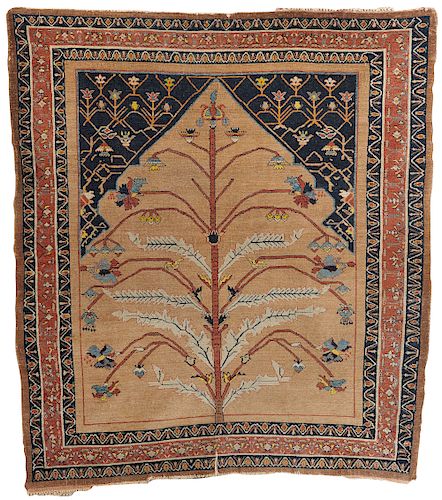 Senna-Serapi Tree of Life Rug, Persia, mid 19th century; 5 ft. 8 in. x 5 ft. 2 in.