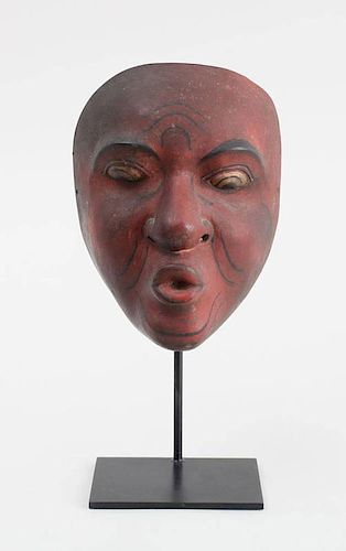 INDONESIAN CARVED AND PAINTED WOOD FACE MASK