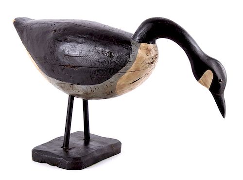 Folk Art Carved and Painted Wood Goose