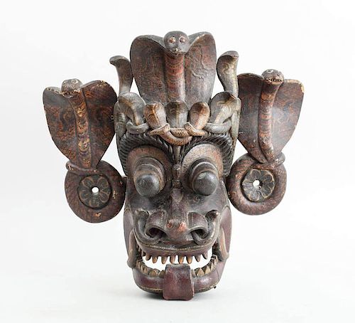 BALINESE CARVED AND PAINTED WOOD MASK