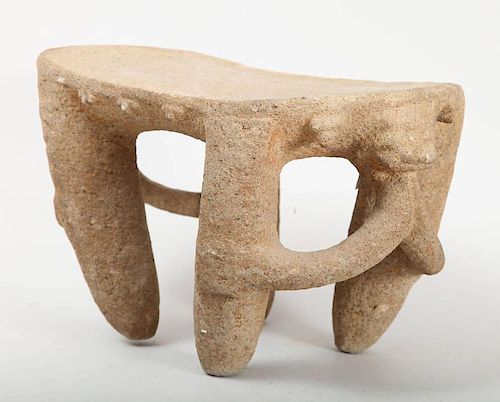 COSTA RICAN CARVED VOLCANIC STONE MORTAR/STOOL