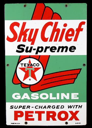 1961 Texaco Sky Chief Supreme Gas Advertising Sign