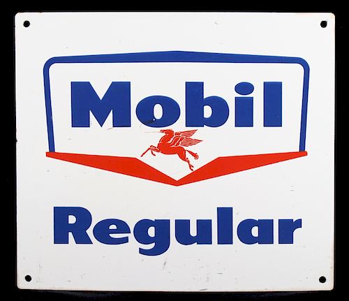 1950's Mobil Regular Gasoline Advertising Sign