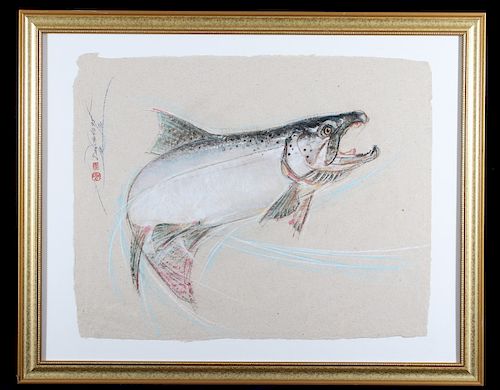 Salmon Jumping Pastel By Dan Chen