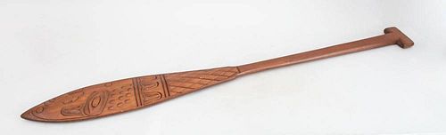 NORTHWEST COAST RELIEF-CARVED WOOD PADDLE