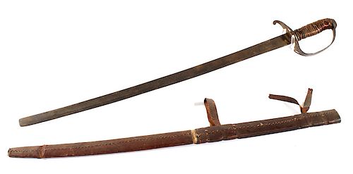 Mexican Cavalry Sword With Leather Sheath c 1830s