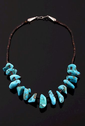 Navajo Sleeping Beauty Turquoise & Heishe Necklace
