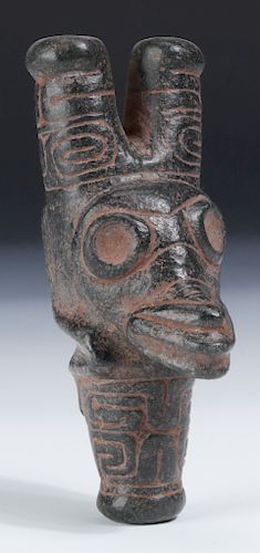 Taino Engraved Cohoba Inhaler in Human-Reptilian Transition (1000-1500 CE)